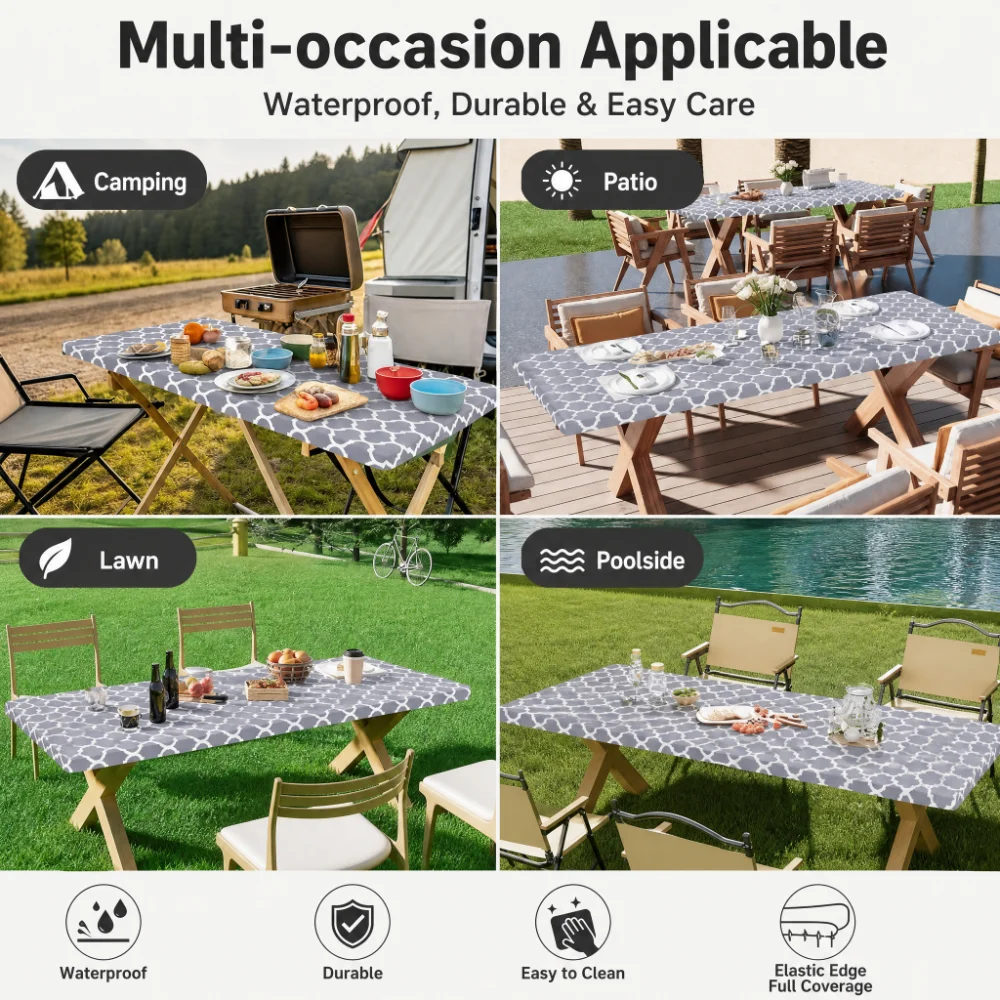 Folding Picnic Table - Прямоугольная скатерть-чехол, полиэстеровая эластичная скатерть, подходит