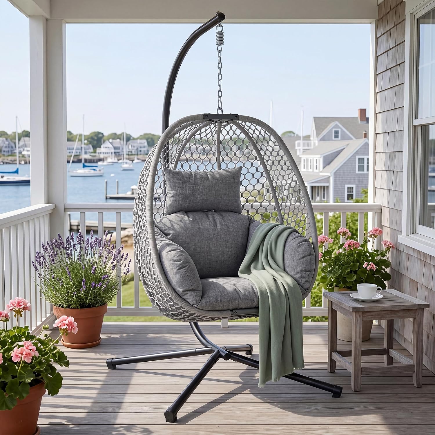 Hanging Egg Chair - Подвесное кресло-яйцо для улицы с подставкой,
